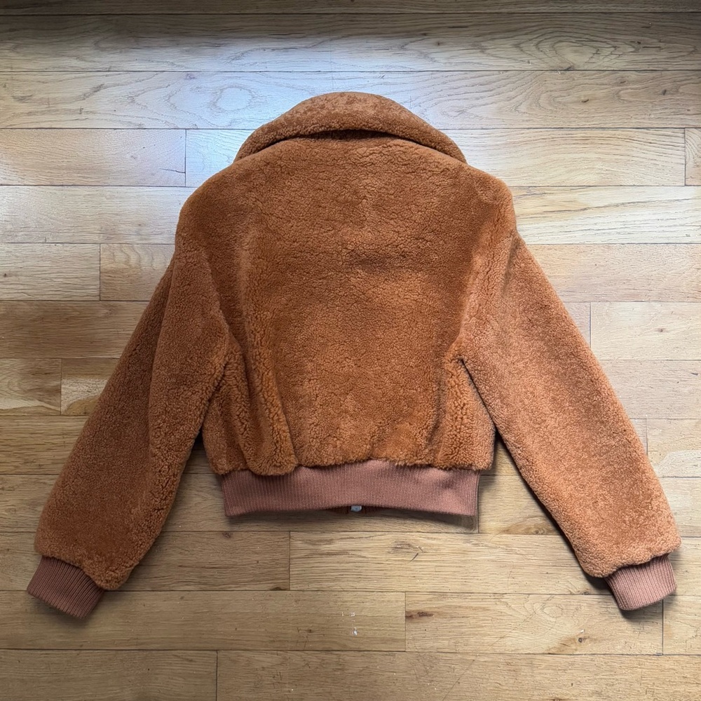 NWT The Arrivals + Liz Perez ‘Kala’ shearling teddy coat, rust (size: XS) - Picture 10 of 12